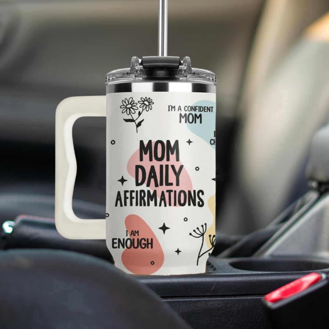 Christmas Gifts For Mom - Mom Daily Affirmations Tumbler 40Oz – Gifts for Mom''s Birthday, Mother''s Day, Momma Gifts from Daughters, Sons, Kids, Inspirational Mama Mug, Mommy Cup
