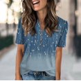 thumbnail image 2 of NAMTYQX Summer Shirts for Women Relaxed Fit Short Sleeve Plus Size Casual Soft Button V Neck Trending Comfort Blue Size S, 2 of 5