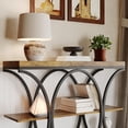 thumbnail image 3 of GloryStar 39" Behind-Couch Console Table, Farmhouse Wood 4-Tier Entryway Table with Decorative Metal Geometric Frame for Hallway Storage, 3 of 8