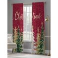 thumbnail image 3 of Red Christmas Tree Sheer Curtains 96 Inch Length 2 Panels Set, Green Yellow Gray Xmas Tree Snowflake Voile Window Treatment Semi Sheer Long Curtains Drapes for Bedroom/Living Room/Kitchen 52"x96"x2, 3 of 7