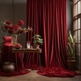 thumbnail image 2 of Beautynvta Velvet Thermal Insulated Curtains, Blackout Noise Reducing Long Drapes for Bedroom & Living Room, Grommet Top, 2 Panels, Red, 2 of 6
