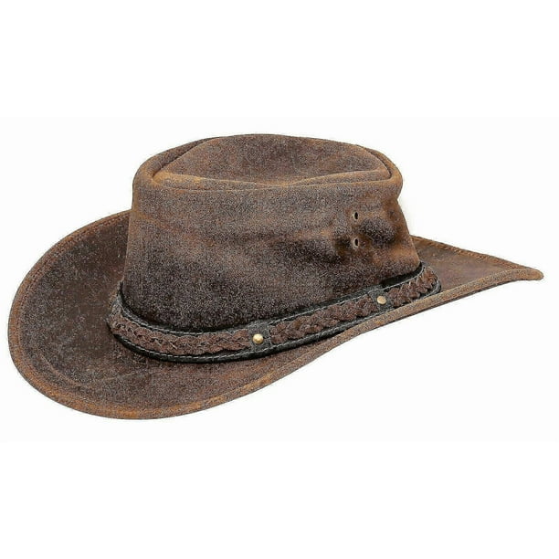 Cowboy Aussie Real Leather Hat Australian Tan Brown Western Outback Bush Hat