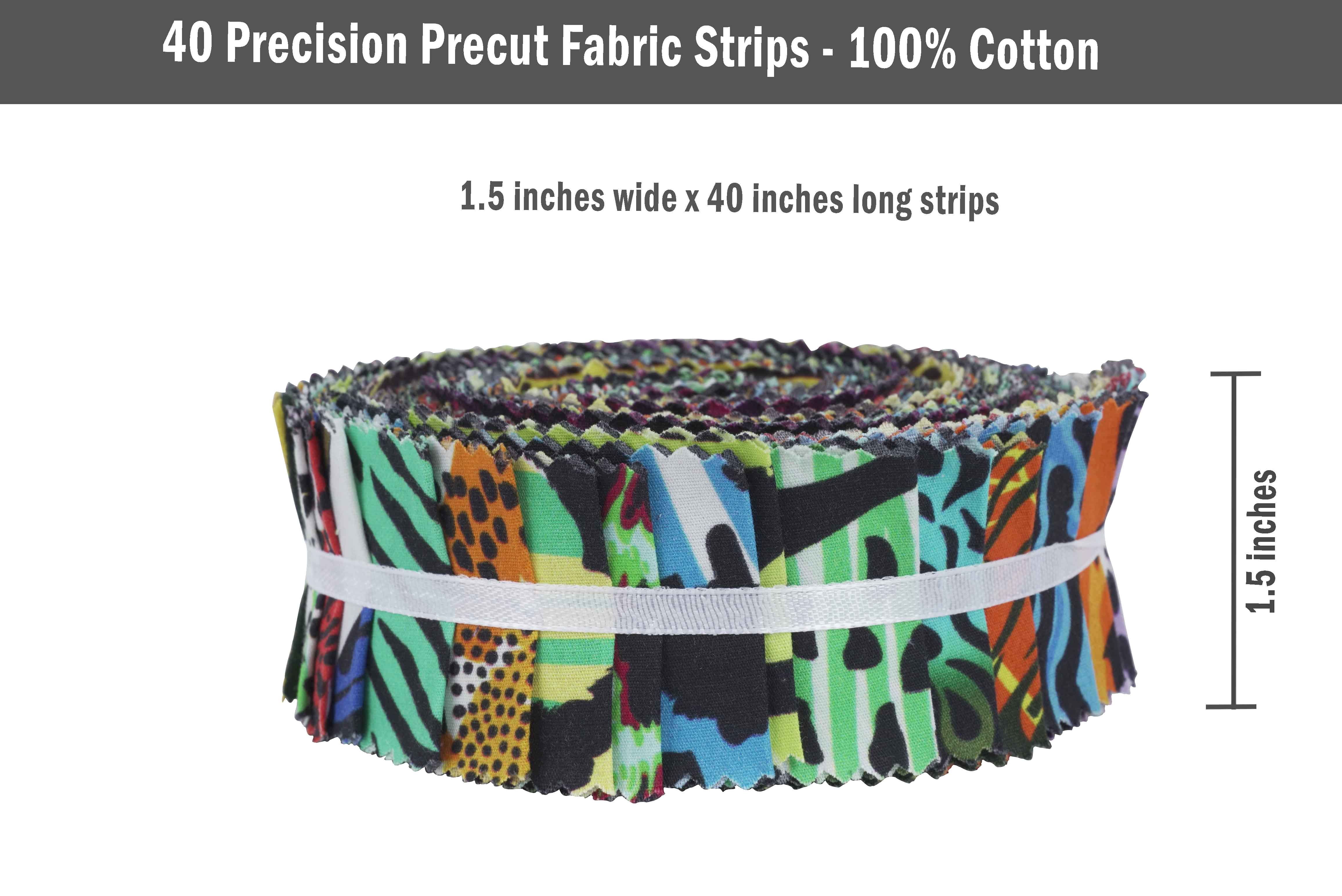 Soimoi 40Pcs Tie Dye Print Precut Fabrics Strips Roll Up 1.5x42inches Cotton Jelly Rolls For Quilting - Multicolor
