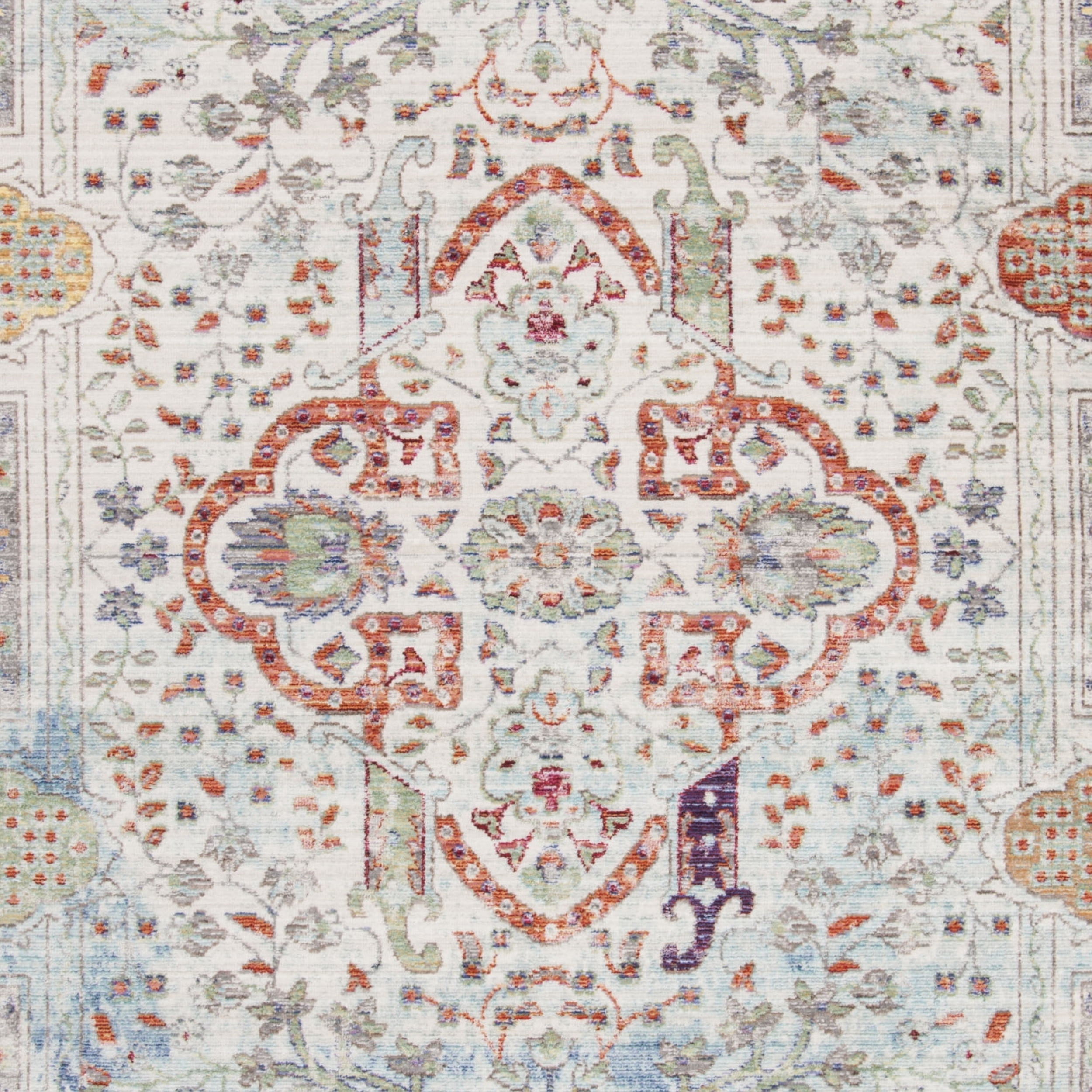 SAFAVIEH Valencia Joyce Bordered Oriental Polyester Area Rug, Blue/Multi, 8' x 10'