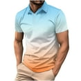 thumbnail image 2 of COSFO Gradient Shirts for Men Casual Short Sleeve Collared Pullover Loose Button Men T Shirts, 2 of 6