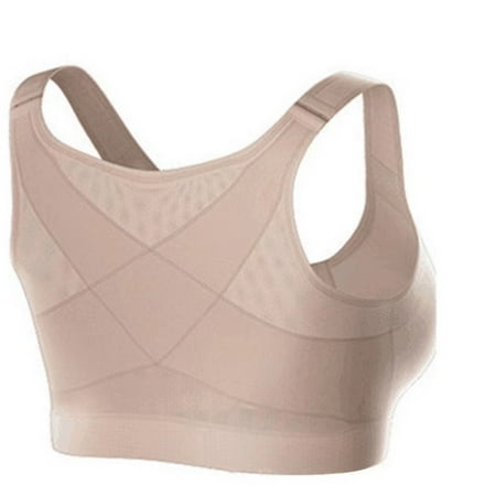 

Rush Women Post Surgery Front Fastening Sports Bra with Wide Back Support-Cream-Colored(3XL) S3586
