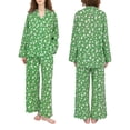 thumbnail image 2 of Michellecmm Women’s 2 Piece Pajama Set Long Sleeve Daisy Print Button Up Shirt + Pants Set Sleepwear Loungewear, 2 of 9