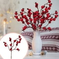 thumbnail image 4 of Christmas Picks Floral Picks Artificial Red Berry Stems Branches Fake Christmas Tree Picks Xmas Valenintes Wreath Crafts Decorations 1PACK, 4 of 5
