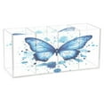 thumbnail image 3 of WOBOGO Blue Butterfly Acrylic Pen Holder 4 Compartments Clear Pencil Organizer Makeup Brush Storage Case, 3 of 7