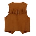 thumbnail image 3 of Girls Kids Summer T-Shirts Tassel Vest 70S Hippie Cow Girl Sleeveless Fringe Jacket Western Outfit for Children, 3 of 8