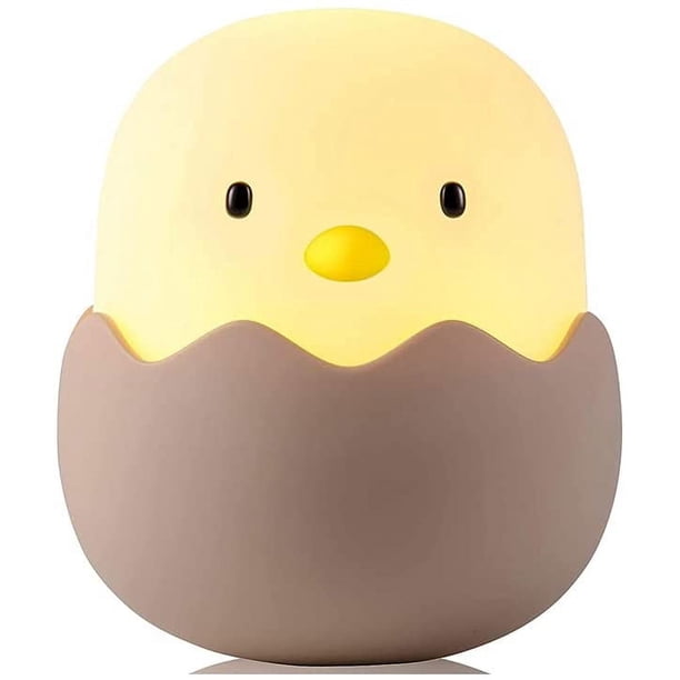 Luz de noche LED para niños, luz de noche para bebés, luz de noche de emoción de pollo con cáscara de huevo, lámpara de luz de noche de silicona recargable por USB con control táctil, luz cálida