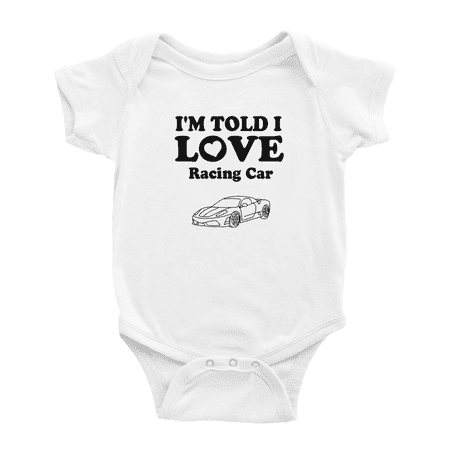 

I m Told I love Racing Car Cute Baby Romper Boy Girl Unisex