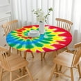 thumbnail image 3 of Colorful Tie Dye Mandala Pattern Round Fitted Tablecloth with Elastic Edge,Dining Table Cover Waterproof,Outdoor Round Tablecloth for Camping,Dining,Indoor and Outdoor, 3 of 7