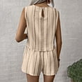 thumbnail image 4 of Women's Summer 2 Piece Short Sets Lounge Sleeveless Top Shorts Matching Outfits Casual Striped Vacation Sweatsuit 2XL, 4 of 6