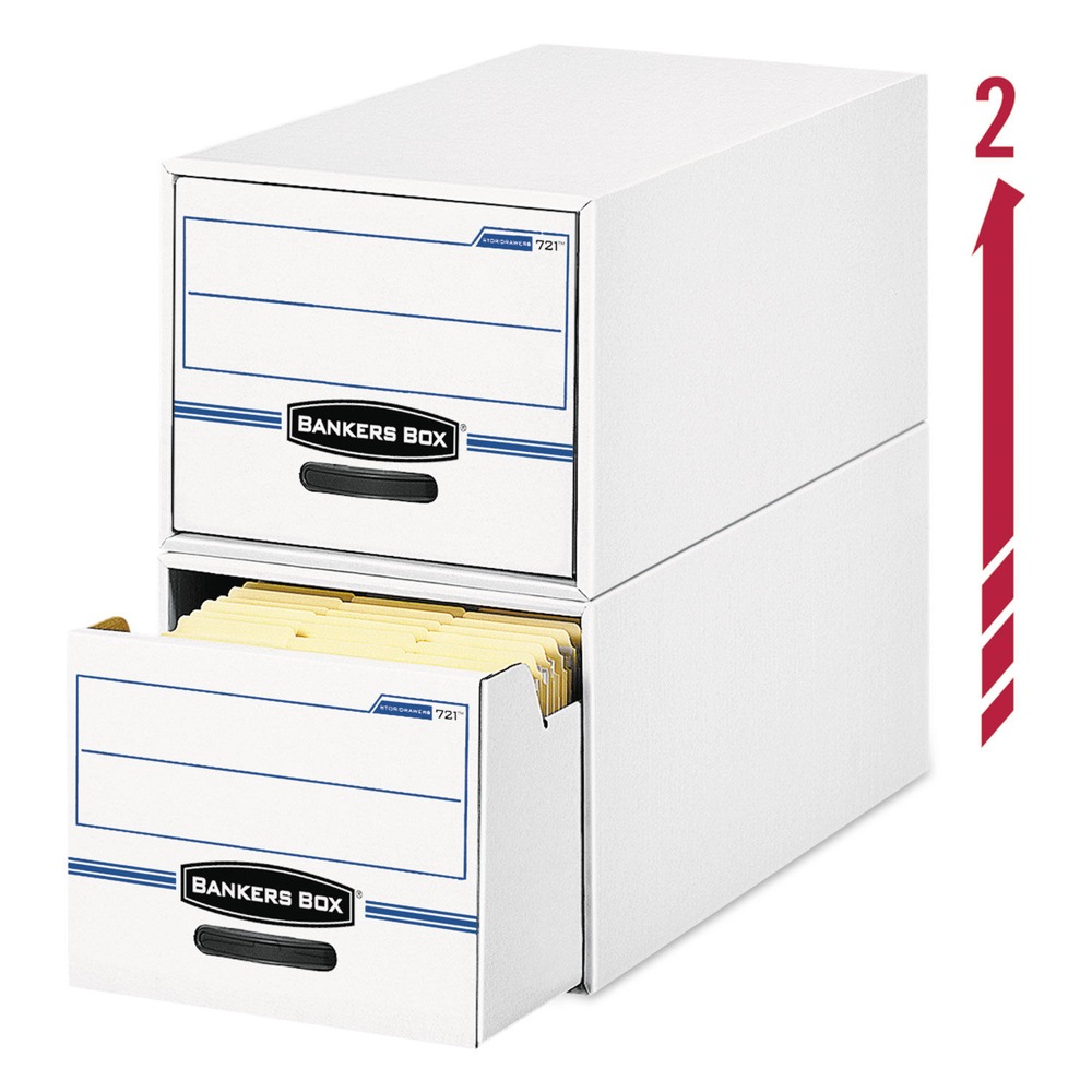 Bankers Box® Stor/Drawer® File, Letter Size, 11 1/2" x 14" x 25 1/2", White/Blue, Pack Of 6 - image 3 of 5