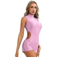 thumbnail image 3 of Womens Stretch Short Jumpsuit with Zipper Sleeveless Tight Bodysuit Swimsuit Slim Fit Rompers for Lady Fitness Exercise Workout, 3 of 7
