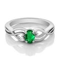 thumbnail image 2 of Gem Stone King 0.40 Ct Oval Green Simulated Emerald 925 Sterling Silver Ring, 2 of 4