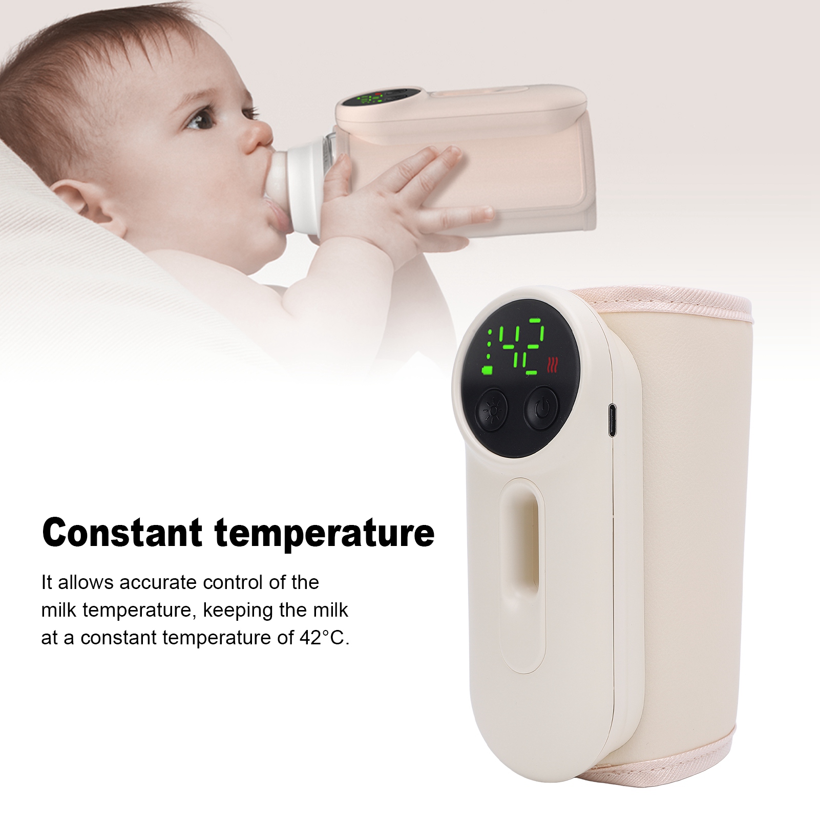 Yajisi Portable Milk Bottle Warmer with Temperature Display, Fast Heating Rechargeable Breastmilk Heater for Travel (5.91 in / 15 cm)