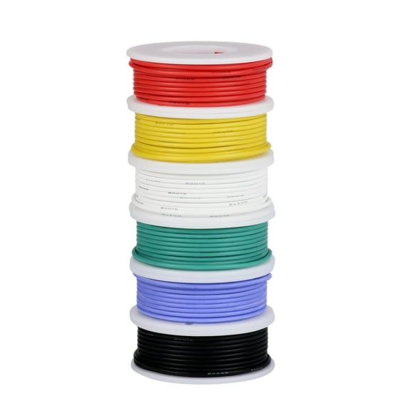 TUOFENG 18AWG Wire Flexible Silicone Wire,18 Gauge Tinned Copper Wires Silicone Rubber Insulated (6 Different Colored 13.2ft / 4m Each)(OD: 2.3 mm) 600V Stranded Wire Automotive Wiring