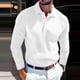 thumbnail image 1 of pstuiky camisas de manga larga para hombre, Top informal holgado de color liso con medio botón y solapa de manga larga para hombre camisetas de hombre l, 1 of 8