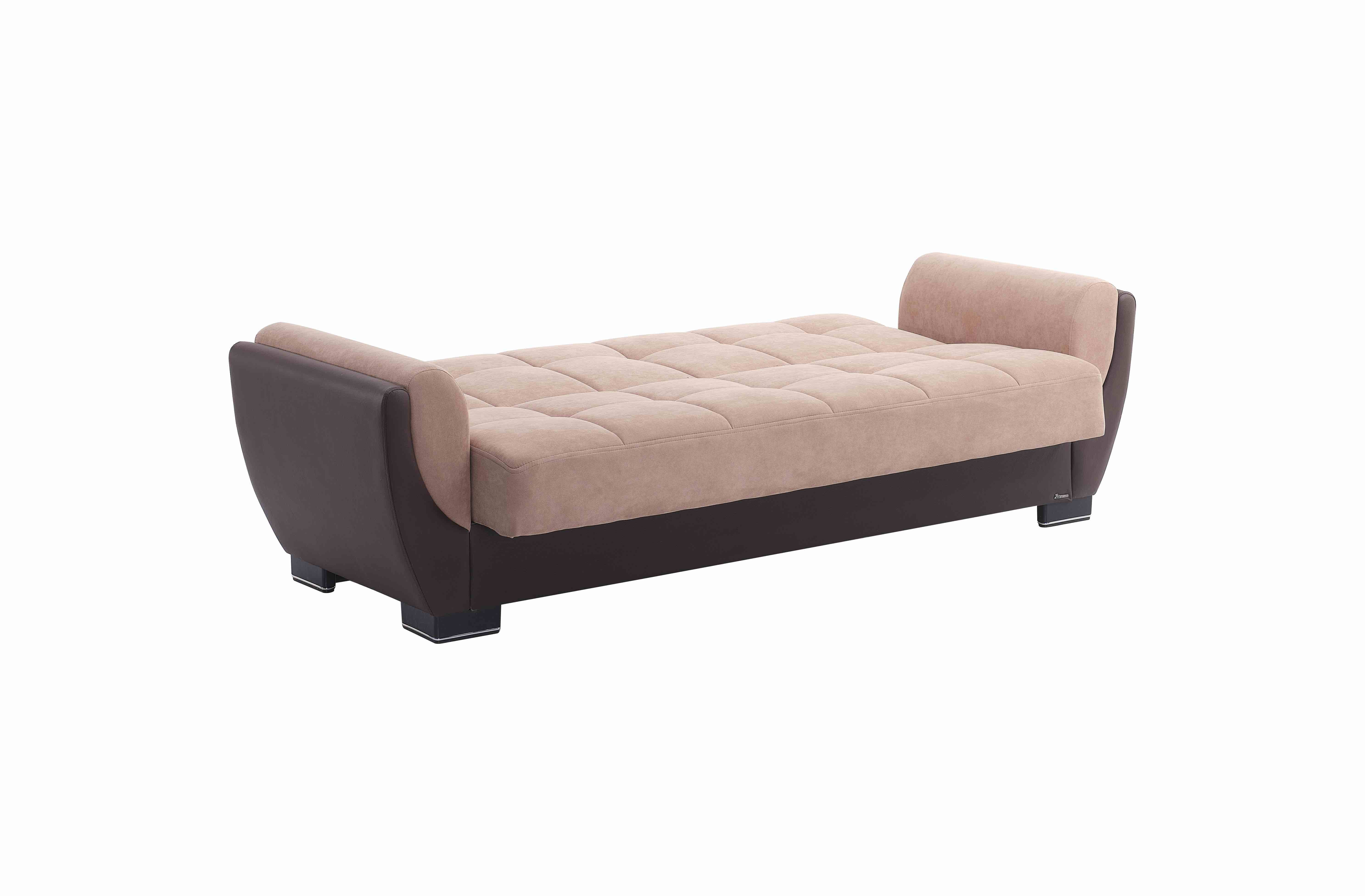 Ottomanson Convertible Sleeper Loveseat with Hidden Storage, Firm Seating, Brown