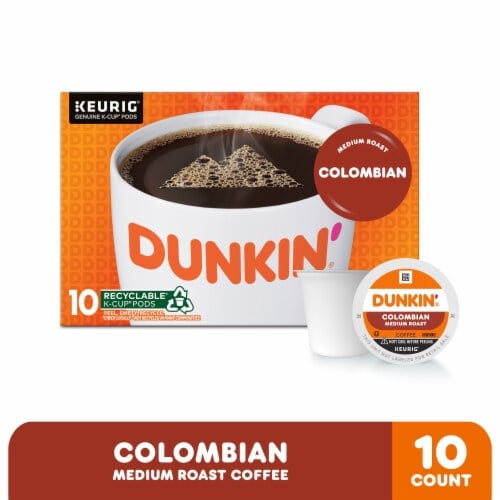 Dunkin' 100% Colombian Roast Medium Roast K-Cup Coffee Pods 10 ct - Pack of 2