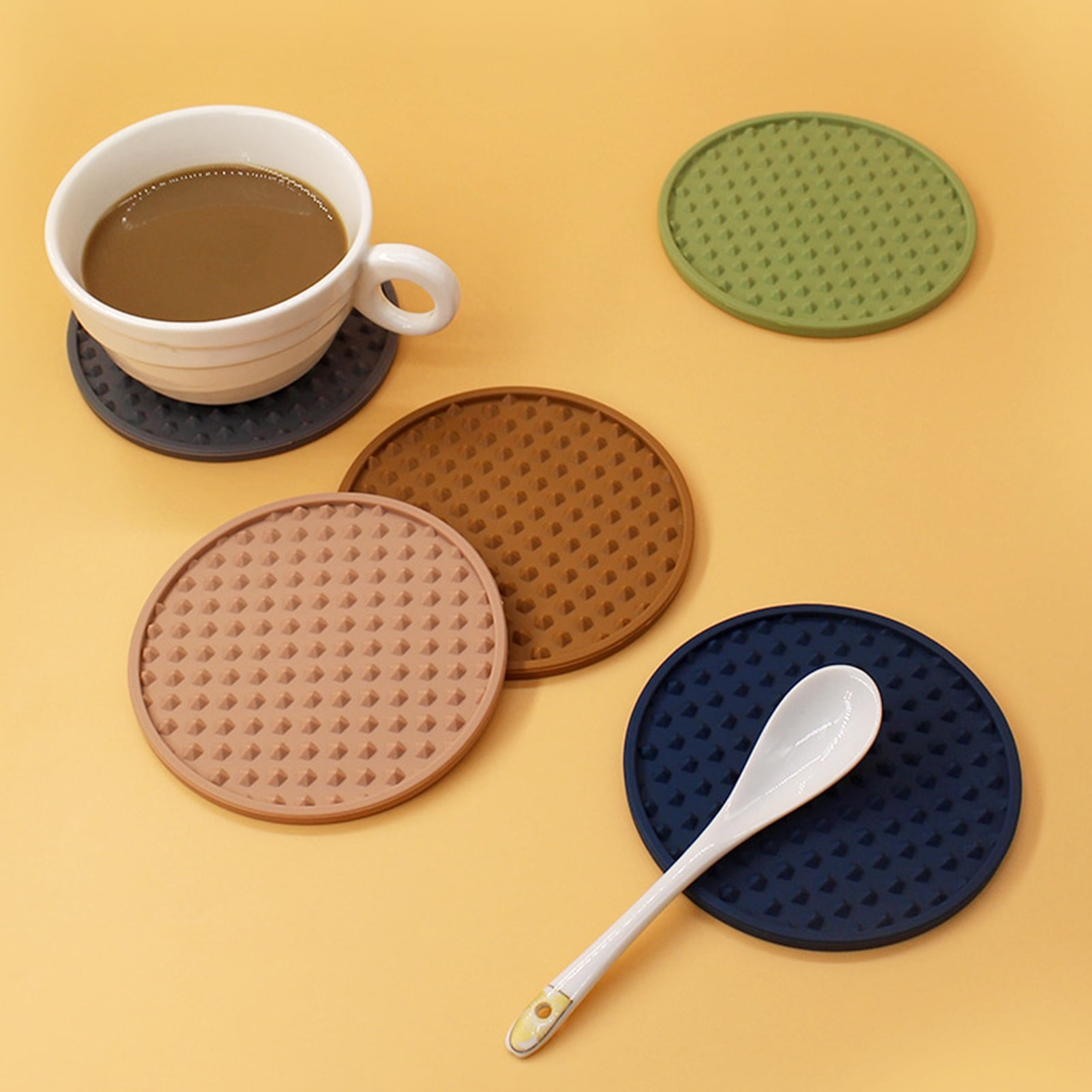 Dropship 1pc Silicone Mat Heat Resistant Cup Mat Coasters Round