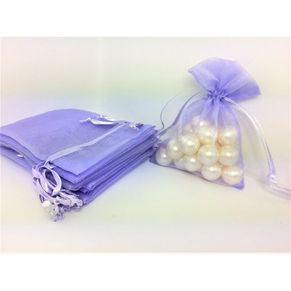 3" X 4" Lavender Drawstring Sheer Organza Bags (24 Pieces)