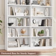 thumbnail image 6 of Homfa 74.3” Double Wide 6-Tier Bookcase, Extra Large Wooden Freestanding Display Bookshelf for Home Office Living Room, White, 6 of 9