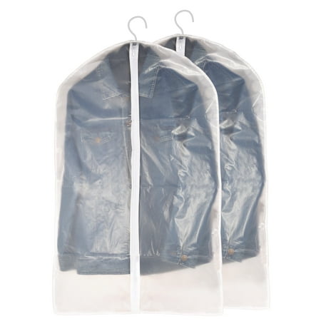 2Pcs Garment Bags Washable Transparent Suit Bags Breathable Dust-proof Travel Clothes Cover w/ Full Zipper for Storage Dance Costumes Suits