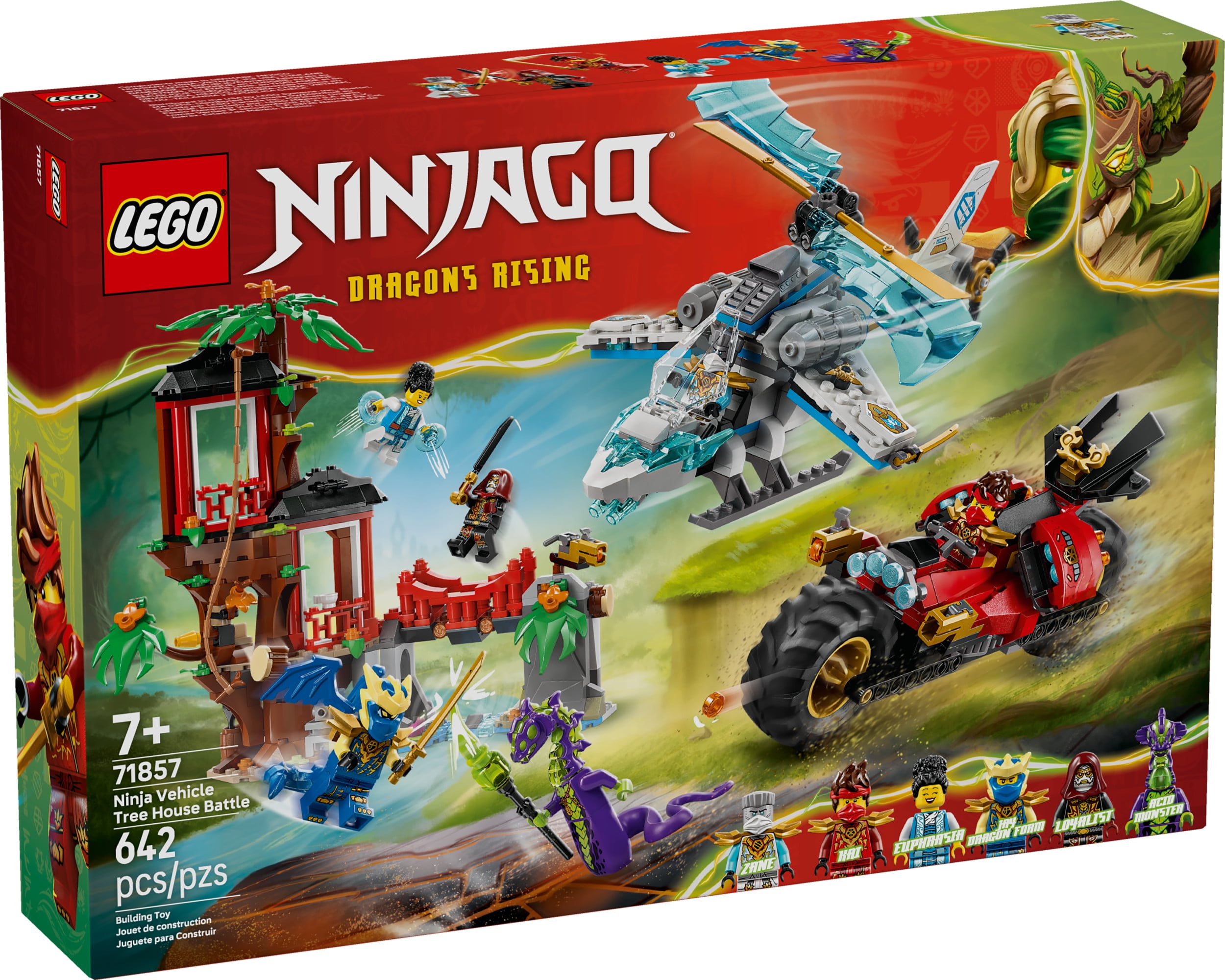 LEGO NINJAGO Ninja Vehicle Tree House Battle Building Toy for Boys, Girls, & Kids, Ages 7+ - Ninja Playset W/5 Minifigures, Motorcycle & Helicopter Toys - Gift Idea for Birthdays - 71857