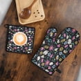 thumbnail image 5 of Black Daisy Flower Colorful Blooms Pattern Kitchen Oven Mitt and Pot Holder Sets 2 Pcs for Baking, Cooking and Grilling, Heat Resistant Up To 392 °F, 5 of 7