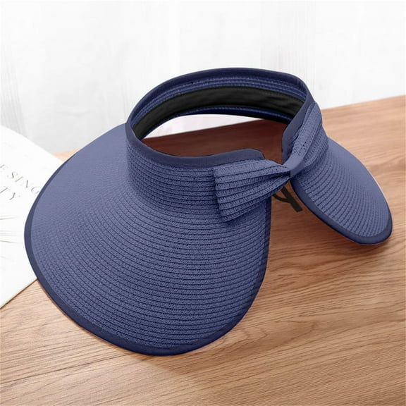 Sun Visor Hats For Women Wide Brim Straw Visors Womens Foldable Beach Visors Summer Roll Up Beach Hat