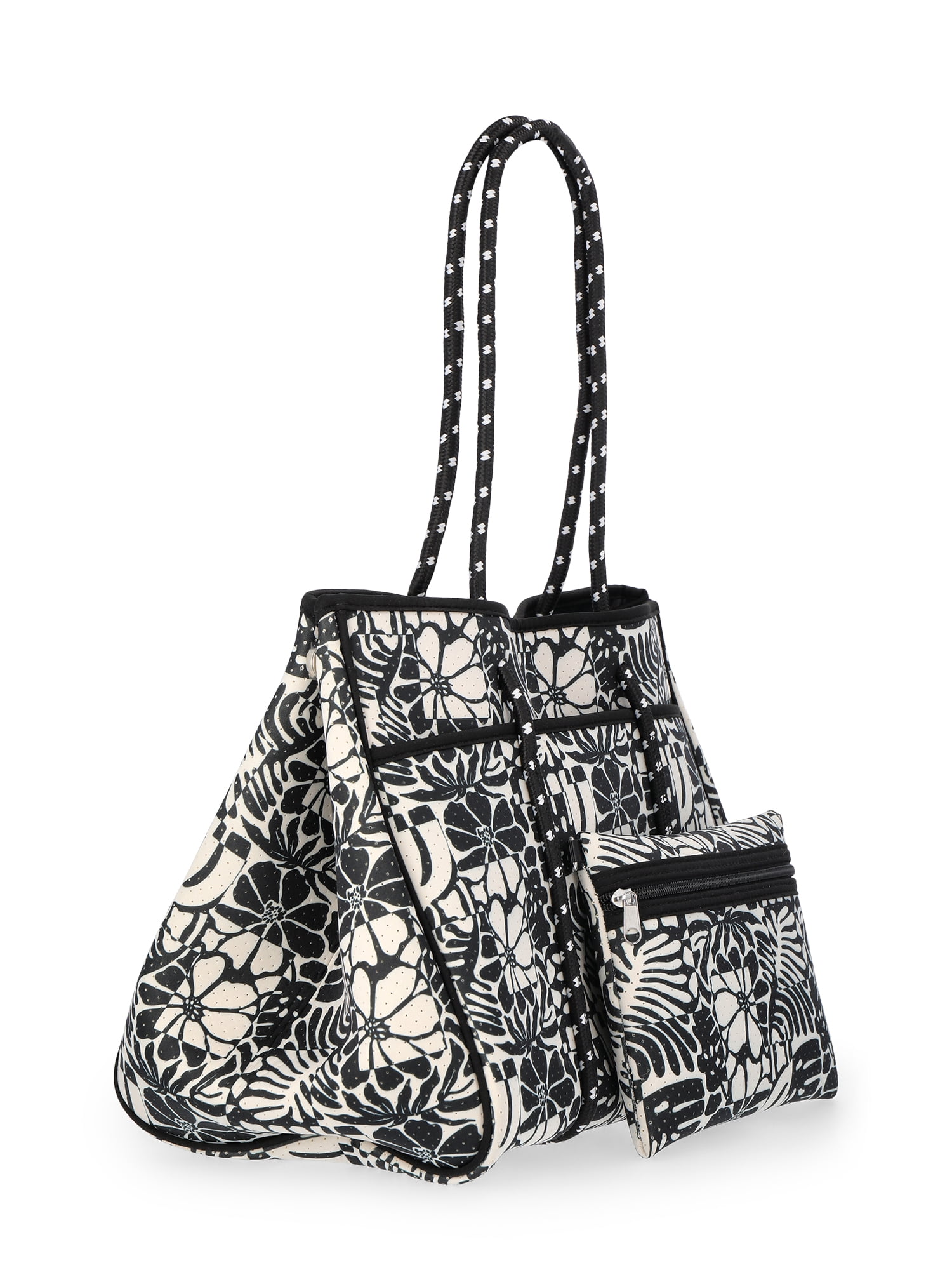 No Boundaries Women's Neoprene Beach Tote Bag, Black/White