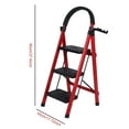 thumbnail image 2 of 3 Step Folding Ladder, 330LBS Capacity Step Stool with Safety Lock, Non-Skid Wide Pedals, and Handrail, Lightweight, Household Ladder for Home, Kitchen, Pantry, Closets, and Office Use, Red, 2 of 11