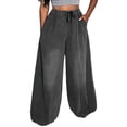 thumbnail image 2 of Karymi Shorts for Women Drawstring Waist Baggy Balloon Jeans, Wide Leg Jogger Denim Long Pants, Elastic Cuffed Hem Oversized Harem Trousers With Side Pockets Halara Pants Women, 2 of 7
