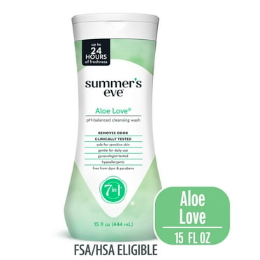 Summer’s Eve Aloe Love Gentle Daily Feminine Wash, Removes Odor, pH Balanced, 15 fl oz