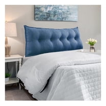 Reading Pillow for Adults - Bed Rest Back Support Cushion for Pregnancy & Upright Sitting - Large Headboard Pillow for TV, Gaming - Detachable Linen Cover - Blue Full