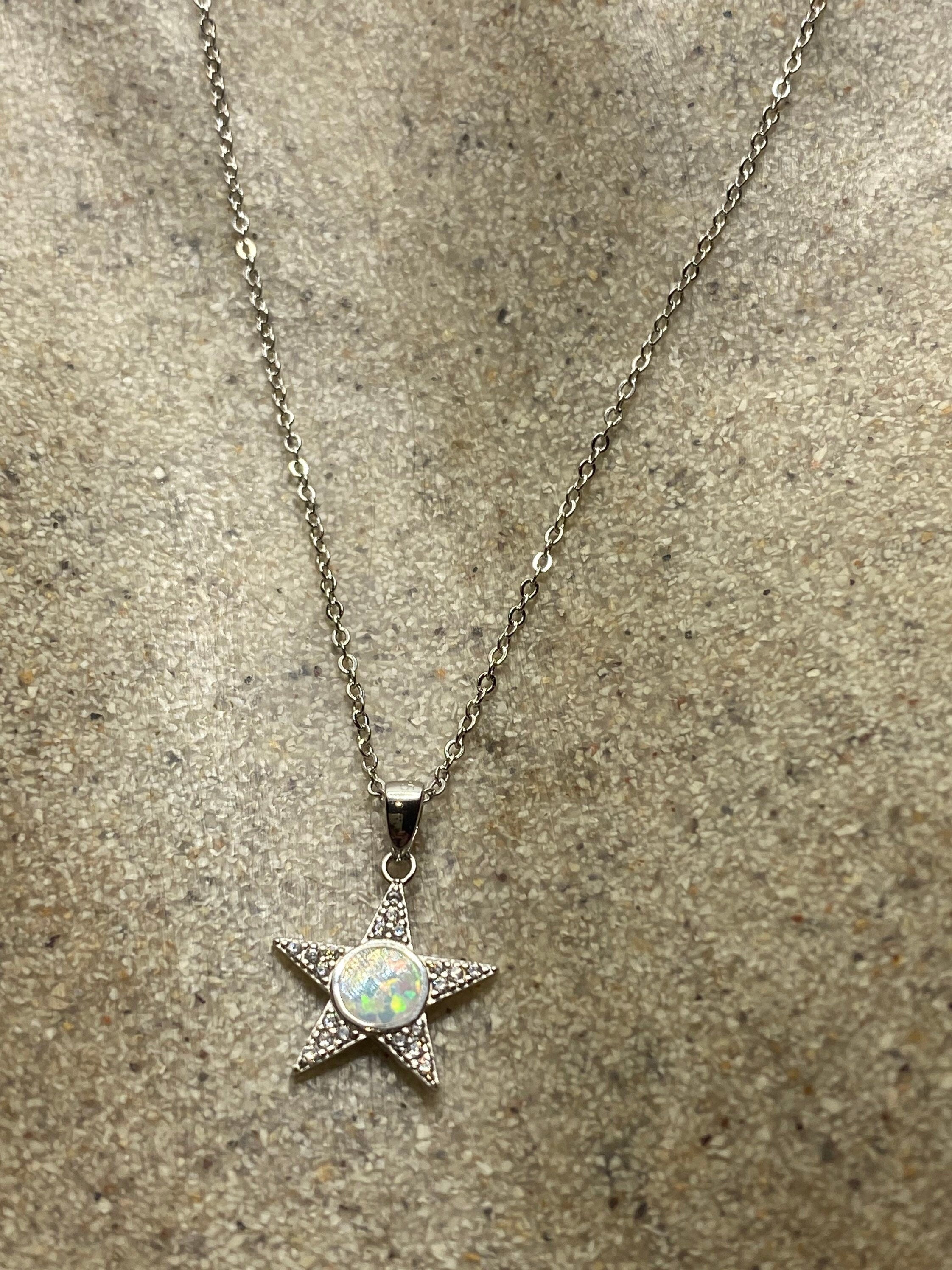 Vintage White Opal Star Choker 925 