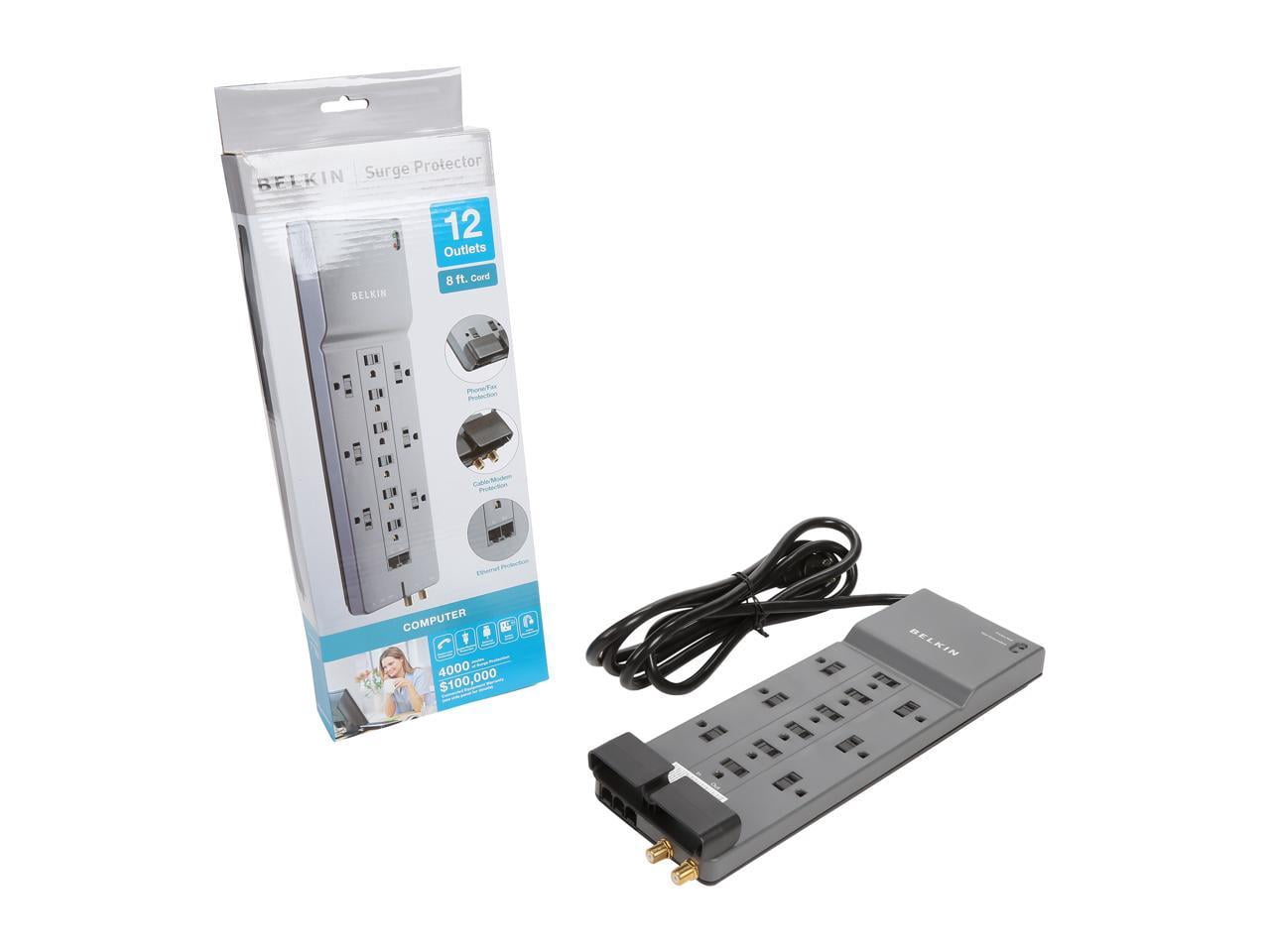 Belkin 12-Outlet Home and Office Series Surge Protector, 8ft Cord, Gray