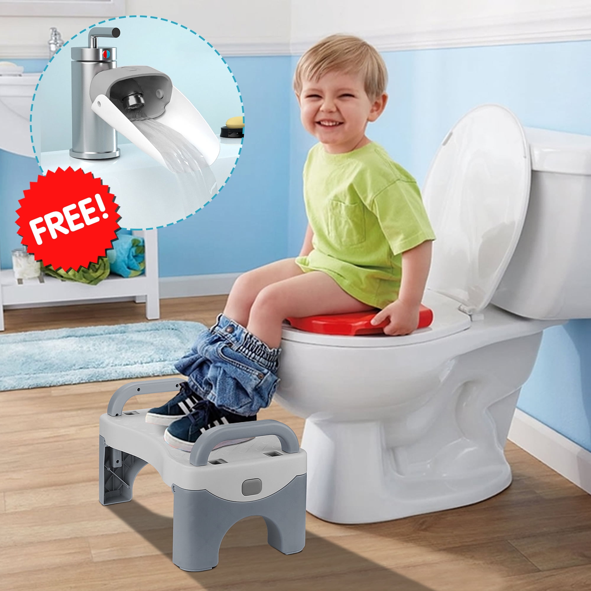 Toddlers Children Booster Step Stool Anti Slip Potty Toilet Training Blue 