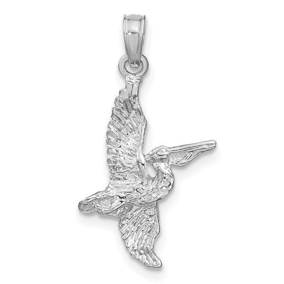 FJC Finejewelers 14k White Gold White 3d Pelican Flying Charm