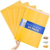 Yellow Kraft Bubble Mailers, Padded Self Seal Envelopes, 50 Count, 12.5 x 19 in