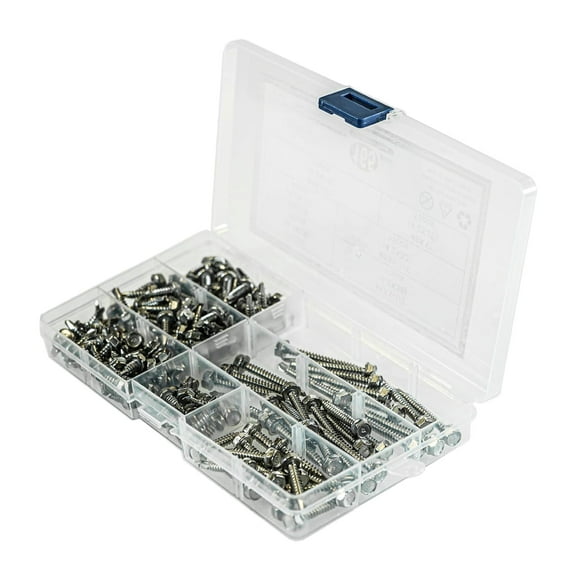 165Pcs Self-Tapping Screws Stainless Steel Thread Machine Metric Hexagon Screws Hexagon Washer Head Self Drilling Screws