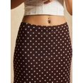 thumbnail image 7 of Coffee Brown Polka Dot Mesh Midi Skirt, Wrap Style, Casual Retro, 7 of 7