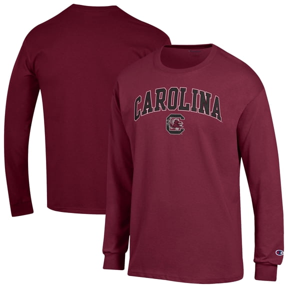 Men's-Champion Garnet South Carolina Gamecocks Arch Over Logo Long Sleeve T-Shirt