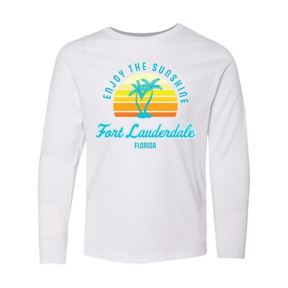 Inktastic Summer Enjoy the Sunshine Fort Lauderdale Florida in Blue Long Sleeve Youth T-Shirt