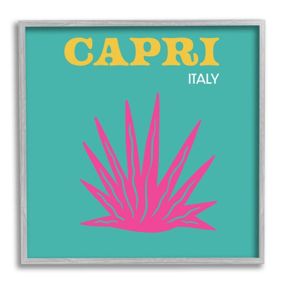 Stupell Industries Capri Modern Tropical Plant Graphic Art Gray Framed Art Print Wall Art, Design by The Saturday Evening Post