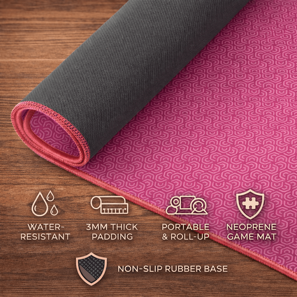 Feltectors Board Game Mat for 36 x 36 in Tables, Mahjong Mat with Carrying Bag-Pink