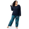 thumbnail image 3 of Fruit of the Loom Women's Beyond Soft Long Sleeve Top & Fleece Bottom Pajama Set, Sizes S-4X, 3 of 8